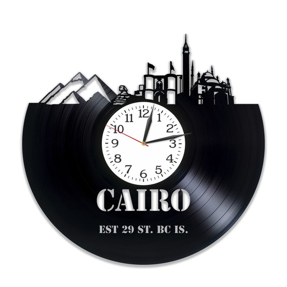 Egypte Stad Antieke Vinyl LP Record Wall Clock Handmade Hom Modern Wall Art Gift 