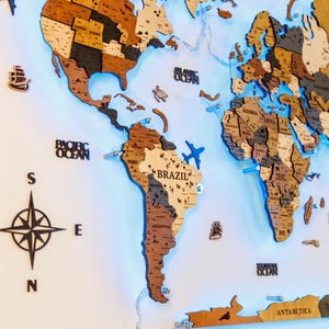Push Pin Map World – Wooden World Travel Tracker Map, Customized 3D Map, Extra Large Wall Art for Home or Office Space