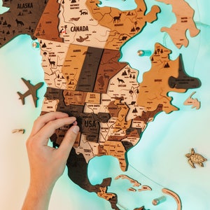 Led World Map Wood World Map 3D LED RGB Map Of The World Modern Home Decor Husband Anniversary Gift Multilayered Map Home Wall Decor Custom