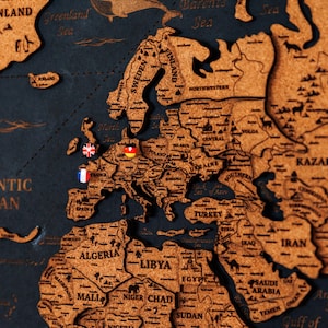 Large LED Map Pin Board, Cork World Map, Family Gift Idea: Large Push Pin Travel Map