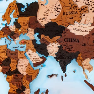 Led Wooden World Map, Push Pin Travel Map, Home Decor, Wooden Map of the World