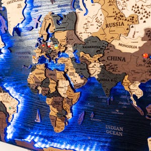 Large Wooden World Map, World Map Wall Art, Push Pin Travel Map, Housewarming Map, Personalized Map Gift