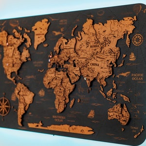 Push pin reiskaart nieuw huis cadeau, pin kurk boord kunst aan de muur, led houten wereldkaart muur decor, gepersonaliseerde kaart van de wereld cadeau voor vrouw