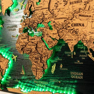 Levitation Cork World Map, Family Travel Wall Decor, Cork World Map, Push Pin Map