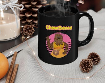 Taza de café negra con parodia de Chewbacca (325 ml y 450 ml)