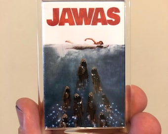 Póster de Star Wars Jaws, imán para nevera, hecho a mano, 2,75 x 1,75