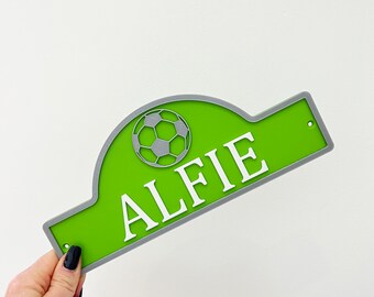 Football Bedroom Door Sign | 17 Colour Options | Boys or Girls Bedroom Door Sign | Playroom Sign | Kids Door Sign | Soccer Bedroom Door Sign