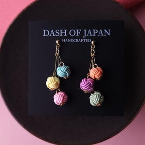 Mizuhiki Candy Drop Earrings- Rainbow Mix