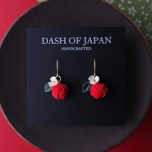 Fruits Drop earrings handwoven with Japanese Mizuhiki - Apple
