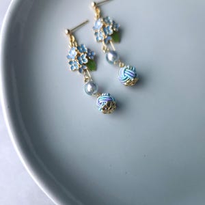 Hydrangea Earrings handwoven with Japanese Mizuhiki Paper Cord image 6