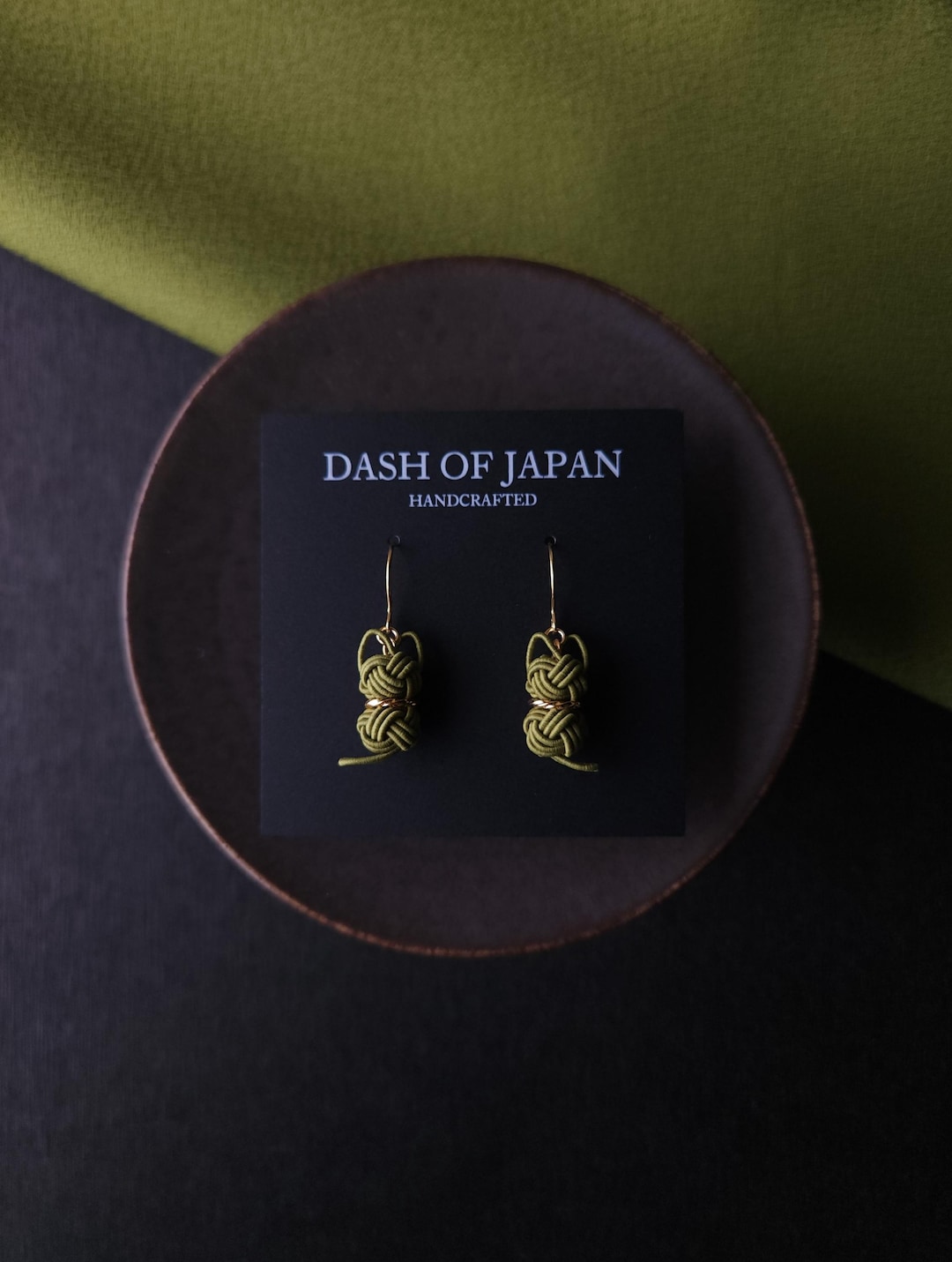 Cat Earrings Handwoven With Japanese Mizuhiki Paper Cord- Matcha Green - Etsy Japan