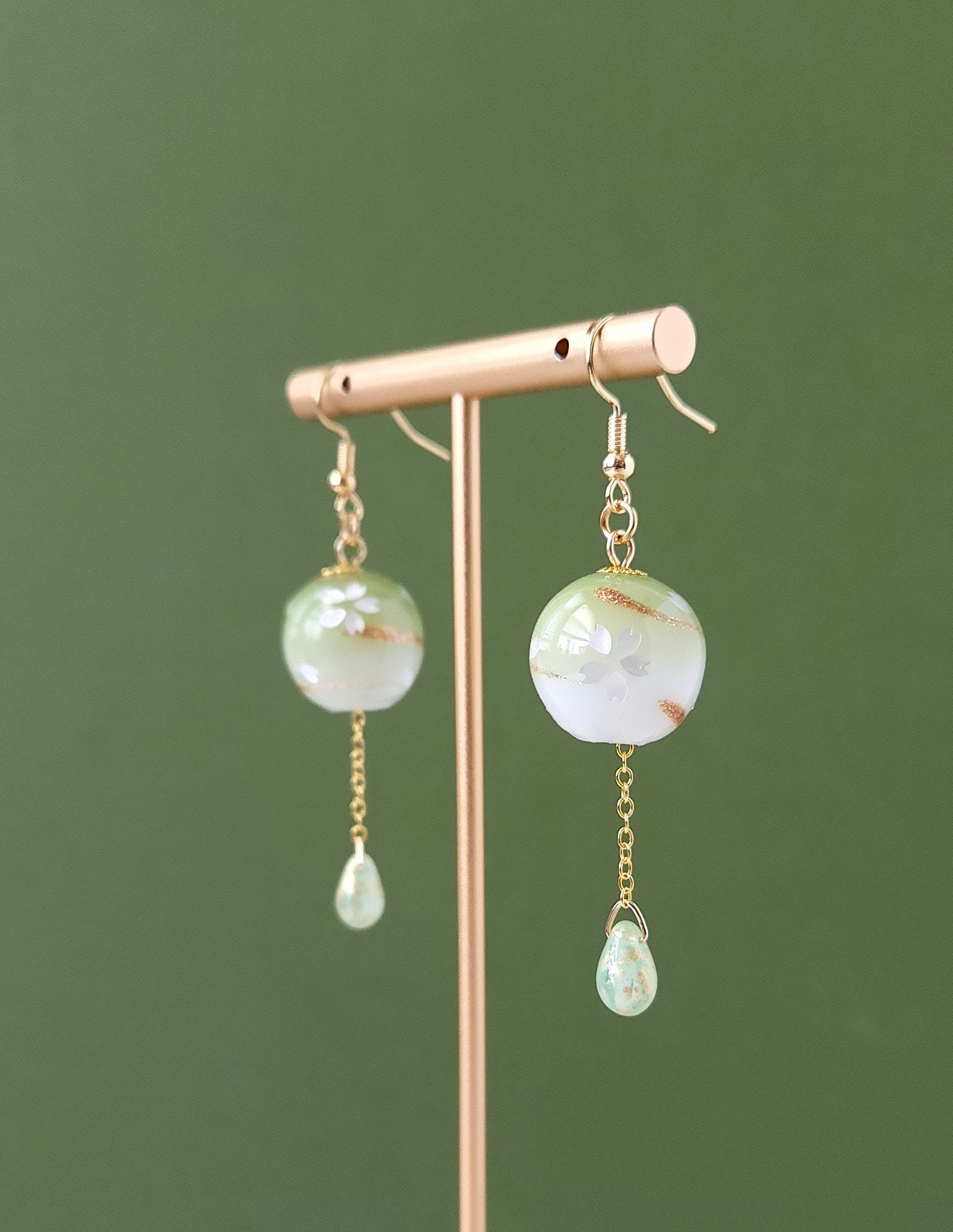 Japanese Wind Chime Earrings Furin Drop Earrings Resin Etsy