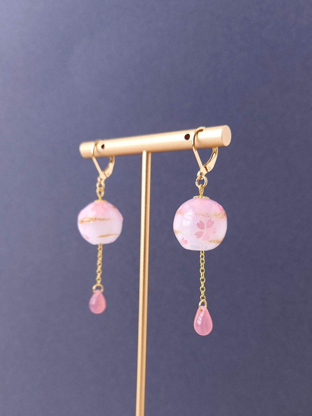 Japanese Wind Chime Earrings Furin Drop Earrings Resin Etsy