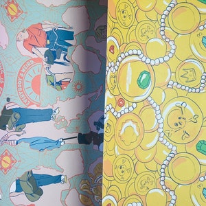 Gift wrapping paper set 2 piece  80s 90s Movie nostalgia Goonies, Stand by me, Hook, My Girls, Mighty Ducks, E.T, treasure!