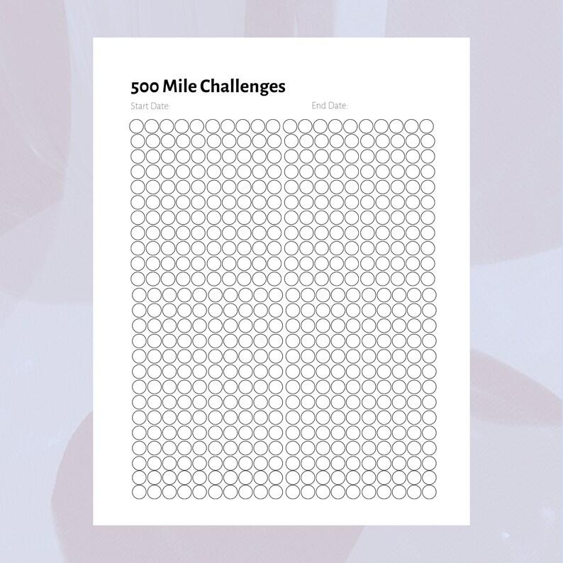 500 Mile Challenge Running Tracker, Printable Walking Tracker, Swimming ...
