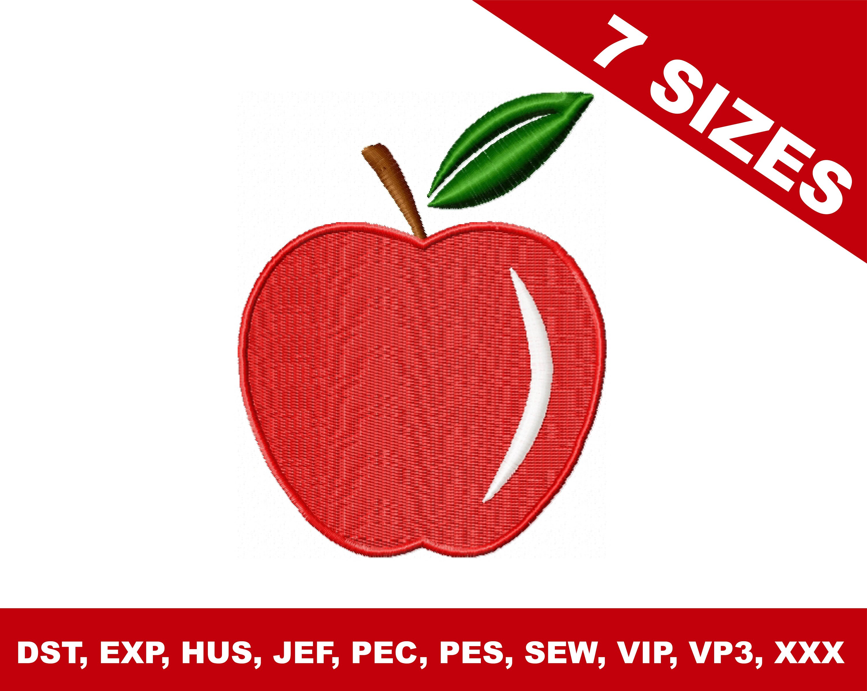 Apple Embroidery Design 7 Sizes Included Instant download Etsy