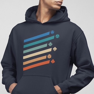 Unisex - Vintage Dice Rainbow / Hoodie / Dungeons & Dragons, RPG, Board Game, Gaming, Fantasy, Gift