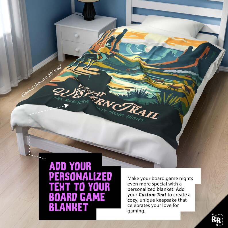 Personalized Blanket Great Western Trail Inspired Retro Board Game Gift
