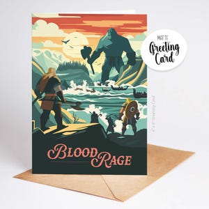 BLOOD RAGE - Inspired Greeting Card / Retro Board Game Card / Fantasy RPG, DnD, Geeky Birthday Gift