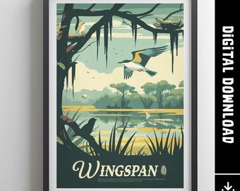 Unofficial WINGSPAN - Inspired Poster / Retro Board Game Poster & Printable Wall Art Print / Home Decor Gift Idea / Digital Download
