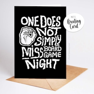 One dos not Simply Miss Board Game Night - Grußkarte / Retro Brettspiel Karte / Fantasy RPG, DnD, Geeky Geburtstagsgeschenk