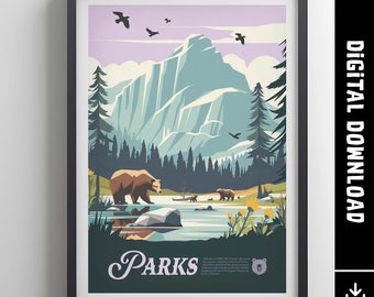 Unofficial PARKS - Inspired Poster / Retro Board Game Poster & Printable Wall Art Print / Home Decor Gift Idea / Digital Download
