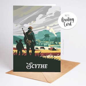 SCYTHE - carte de voeux inspirée / carte de jeu de société rétro / RPG fantastique, D&D, cadeau d'anniversaire geek