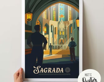 Póster no oficial inspirado en SAGRADA / Póster y lámina decorativa retro para juegos de mesa / Fantasía, Juego de rol / Idea de regalo para decoración del hogar