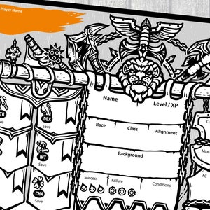 Mighty Warrior Themed Dungeons and Dragons 5e Character Sheets / Printable PDF DnD Character Sheets / Digital Download