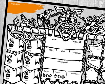 Mighty Warrior Themed Dungeons and Dragons 5e Character Sheets / Printable PDF DnD Character Sheets / Digital Download