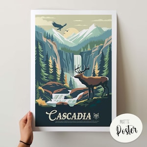 CASCADIA - Inspired Poster / Retro Board Game Poster & Wall Art Print / Fantasy, Dnd, Roleplaying Game / Home Decor Gift Idea