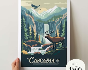 Unofficial CASCADIA - Inspired Poster / Retro Board Game Poster & Wall Art Print / Fantasy, Dnd, Roleplaying Game / Home Decor Gift Idea