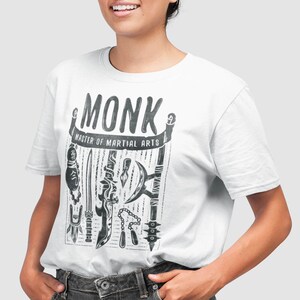 Unissex - Monge - Mestre em Artes Marciais / Camiseta / Dungeons & Dragons, RPG, Jogo de Tabuleiro, Jogos, Fantasia, Presente