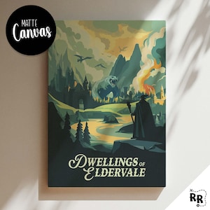 DWELLINGS of ELDERVALE - Inspired Canvas / Retro Board Game Wall Art / Fantasy, DnD, RPG / Home Decor & Gift Idea