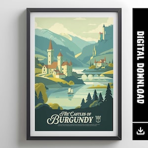 The CASTLES of BURGUNDY - Inspired Poster / Retro Board Game Poster & Printable Wall Art Print / Home Decor Gift Idea / Digital Download
