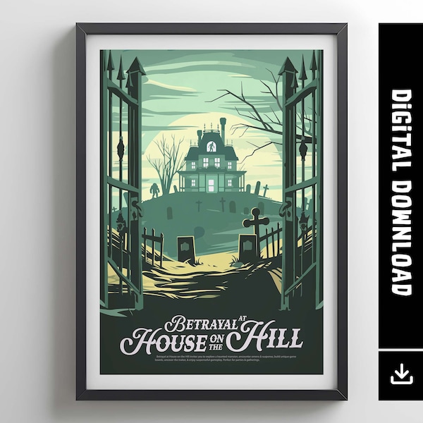 Betrayal at House on the Hill - Poster Inspired by Betrayal at House on the Hill / Retro Board Game Poster / Home Decor / DIGITAL DOWNLOAD