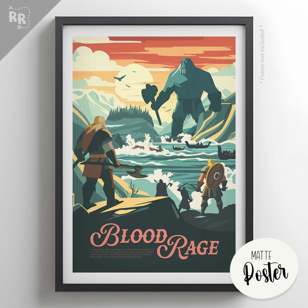Dnd Blood Rage Blood Rage - Inspired Poster / Retro Board Game Poster & Wall Art Print ...