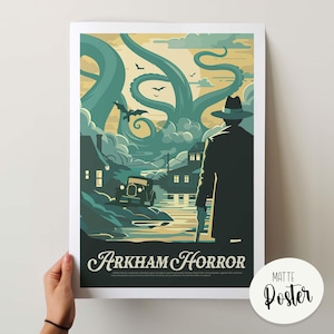 ARKHAM HORROR - Inspired Poster / Retro Board Game Poster & Wall Art Print / Fantasy, Dnd, Roleplaying Game / Home Decor Gift Idea