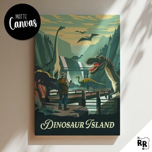 DINOSAUR ISLAND - Inspired Canvas / Retro Board Game Wall Art / Fantasy, DnD, RPG / Home Decor & Gift Idea
