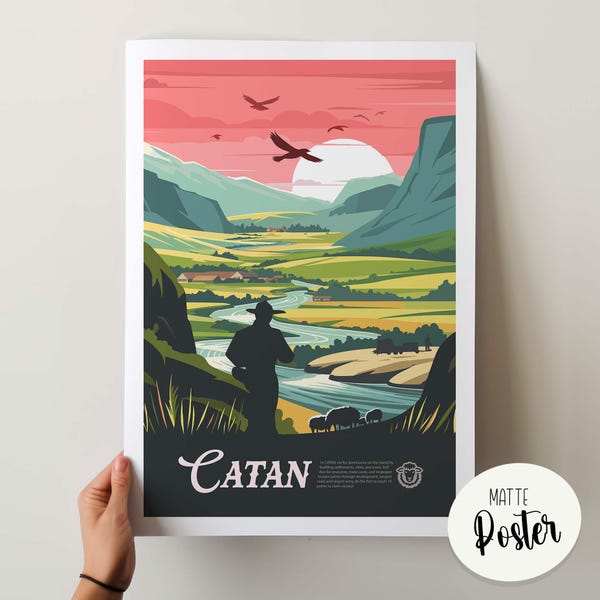 非公式CATAN - 風ポスター / レトロボードゲームポスター＆ウォールアートプリント / ファンタジー、ダンジョンズ＆ドラゴンズ、ロールプレイングゲーム / ホームデコレーションギフトアイデア