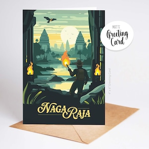 NAGA RAJA - carte de voeux inspirée / carte de jeu de société rétro / RPG fantastique, D&D, cadeau d'anniversaire geek