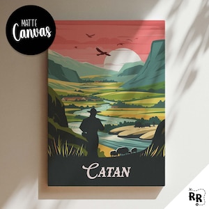 CATAN - Inspirierte Leinwand / Retro Brettspiel Wandkunst / Fantasy, DnD, RPG / Dekoration & Geschenkidee