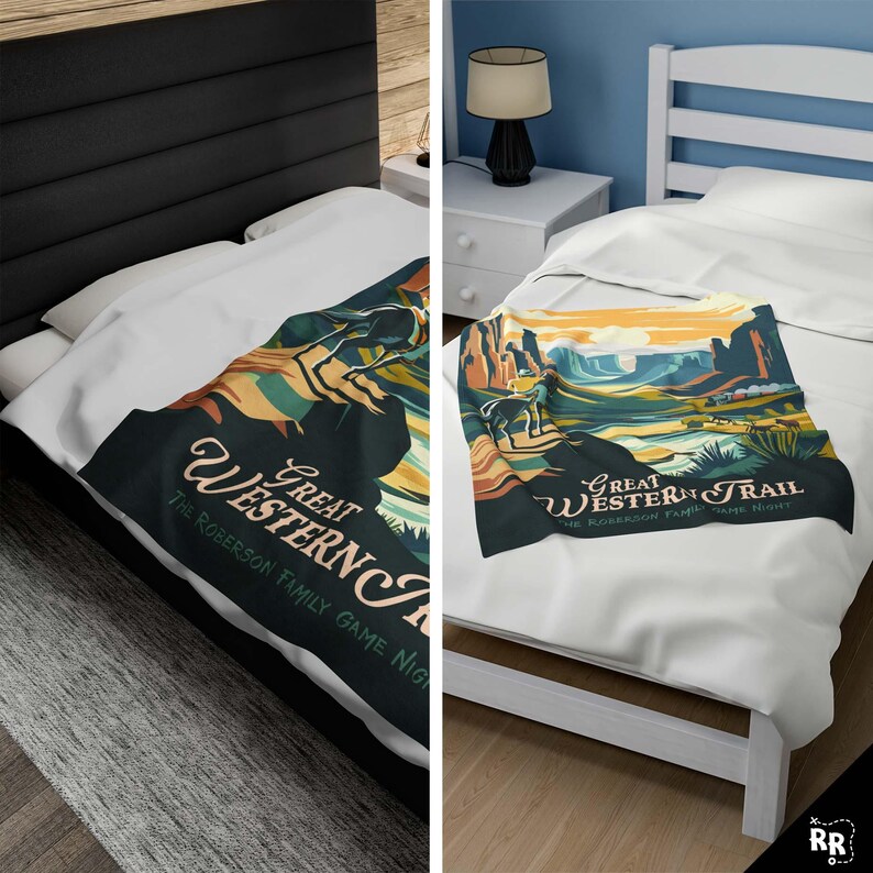 Personalized Blanket Great Western Trail Inspired Retro Board Game Gift