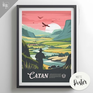 CATAN - Inspiriertes Poster / Retro Brettspiel Poster & Wand Kunst / Fantasy, Dnd, Rollenspiel / Geschenkidee Wohnkultur