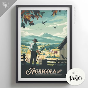 AGRICOLA - Inspiriertes Poster / Retro Brettspiel Poster & Wand Kunst / Fantasy, Dnd, Rollenspiel / Geschenkidee