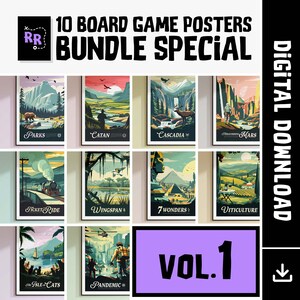 10 Board Game Posters Bundle Special Vol.1 / Retro Board Game Poster / Printable Wall Art Print / Home Decor Gift Idea / DIGITAL DOWNLOAD