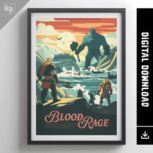 Blood Rage - Inspired Poster / Retro Board Game Poster & Printable Wall Art Print / Home Decor Gift Idea / Digital Download