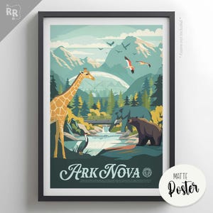 ARK NOVA - Poster inspiré / Poster de jeu de société rétro et impression d'art mural / Fantasy, Dnd, jeu de rôle / Idée cadeau de décoration intérieure