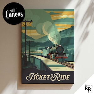 TICKET to RIDE - Inspirierte Leinwand / Retro Brettspiel Wandkunst / Fantasy, DnD, RPG / Dekoration & Geschenkidee