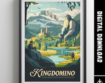 Unofficial KINGDOMINO - Inspired Poster / Funny Retro Board Game Poster & Printable Wall Art Print / Home Decor Gift Idea / Digital Download